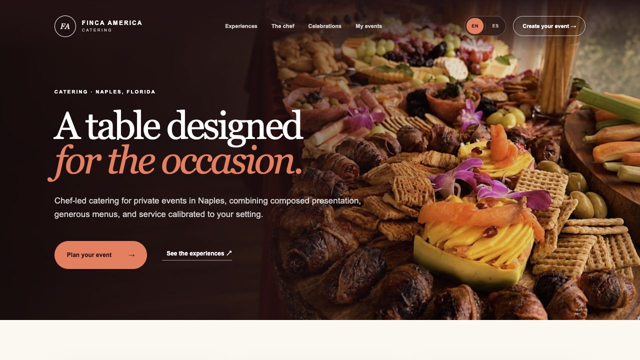 Captura del website de Finca America